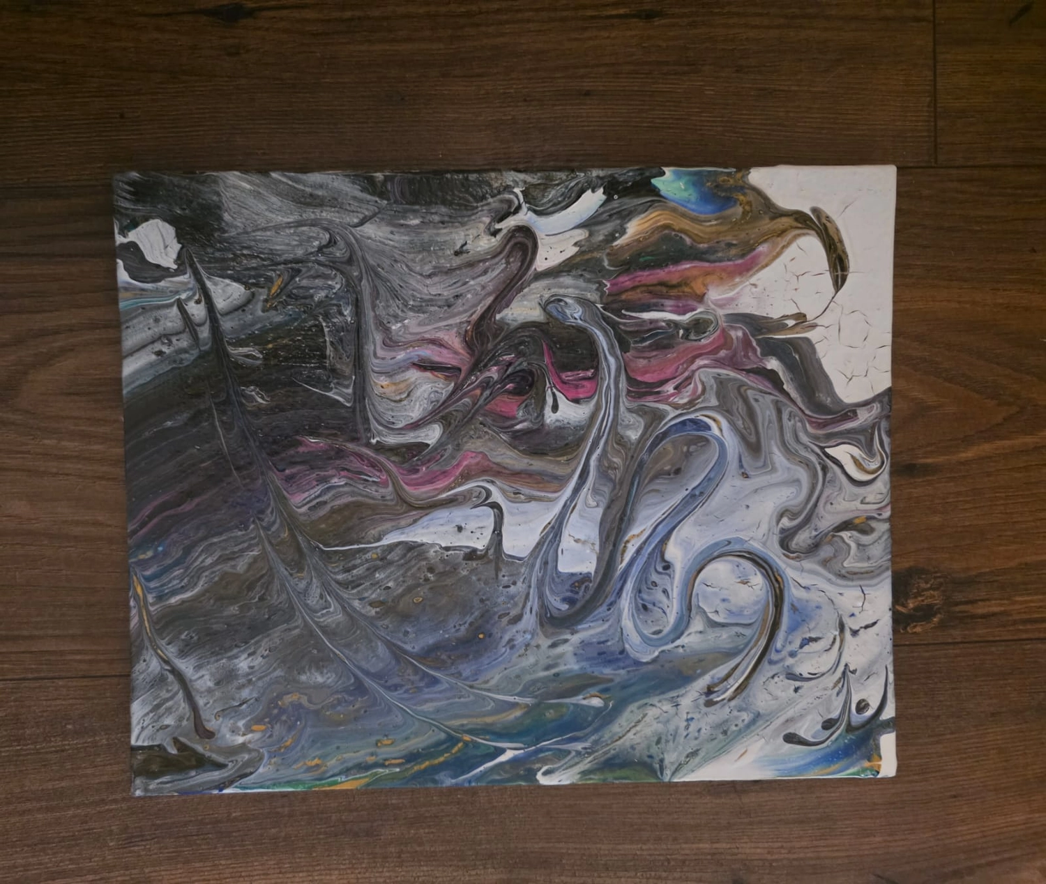 GedankenGuss - Holzskulpturen und abstrakten Kunstwerken -  Farbenfrohen abstraktes Kunstwerk