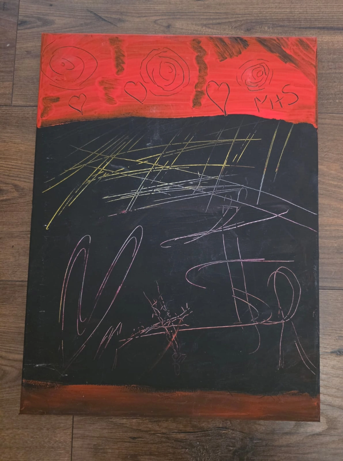 GedankenGuss - Holzskulpturen und abstrakten Kunstwerken -  Farbenfrohen abstraktes Kunstwerk